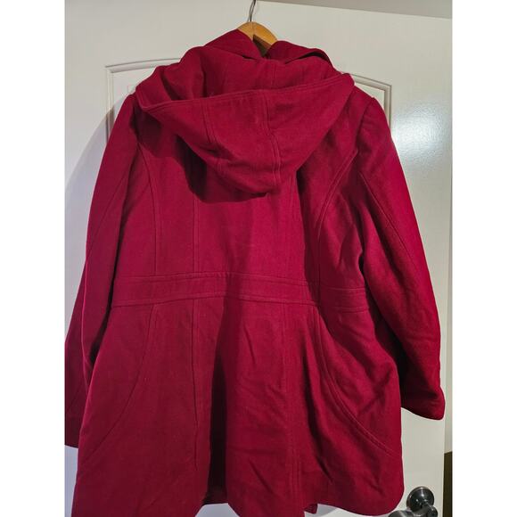 Preston & York Red Wool Blend hooded coat - size 3X Plus Size - Picture 4 of 7